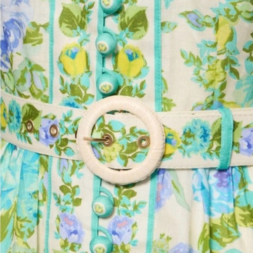 Zimmermann White Floral Mini Dress with Blue and Green Accents - Picture 4 of 6